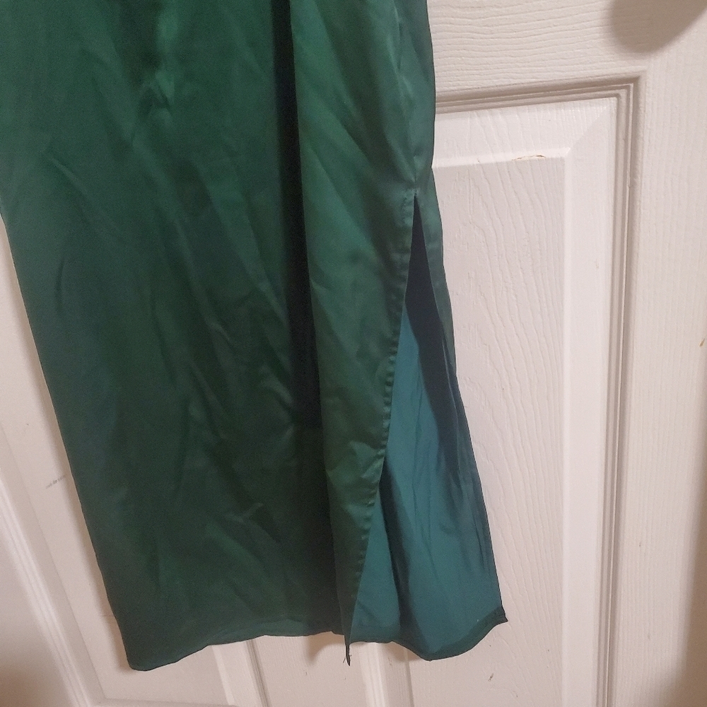 Green Satin Slip Dress Size XXS - Picture 5 of 6